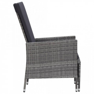 Scaun de grădină rabatabil cu perne, gri, poliratan - V310230V - Img 4