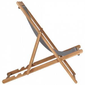 Scaun de plaja pliabil, gri, lemn masiv de tec - V47415V - Img 3