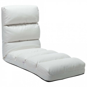 Scaun de podea pliabil, alb, piele ecologica - V325246V - Img 1