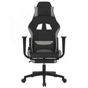 Scaun gaming cu masaj/suport picioare, negru/gri deschis textil - V345502V - Img 3