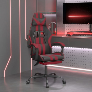 Scaun gaming pivotant/suport picioare negru/roșu vin piele eco - V349538V - Img 2