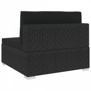 Scaun modular de mijloc, 1 buc., negru, poliratan, cu perne - V46796V - Img 4
