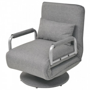 Scaun pivotant si canapea extensibila, gri deschis, textil - V244666V
