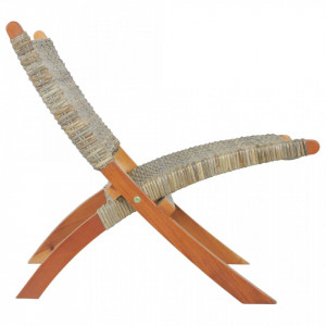 Scaun relaxare, natural, ratan kubu si lemn masiv de mahon - V285803V - Img 3
