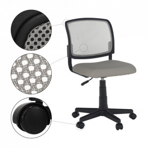 Scaun rotativ, gri/negru, 47x80/91x42 cm - TP265165 - Img 17