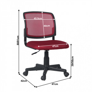 Scaun rotativ, roşu și negru, 47x80/91x42 cm - TP265167 - Img 2