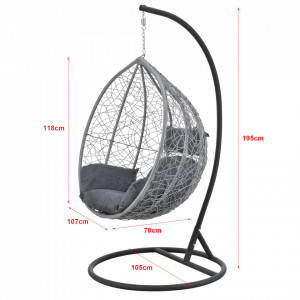 Scaun suspendat cu suport si perne, gri deschis/gri inchis - P75558382 - Img 3