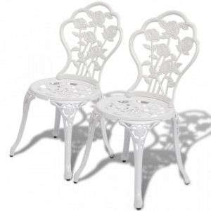 Scaune bistro, 2 buc., alb, aluminiu turnat - V43176V