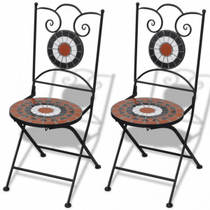 Scaune bistro pliante, 2 buc., caramiziu si alb, ceramica - V41535V