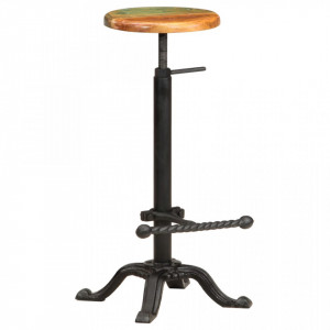 Scaune de bar, 2 buc., fier forjat si lemn masiv reciclat - V286246V - Img 2