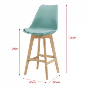 Scaune de bar, set 2 buc, 105 x 48 x 58 cm, picioare fag, verde - P67291240 - Img 4