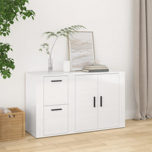 Servantă, alb extralucios, 100x33x59,5 cm, lemn compozit - V820998V - Img 2