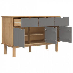 Servantă, maro și gri, 114x43x73,5 cm, lemn masiv de pin - V351298V - Img 4