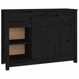 Servantă, negru, 100x35x74 cm, lemn masiv de pin - V814558V