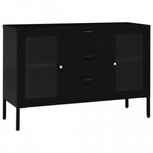 Servantă, negru, 105x35x70 cm, oțel și sticlă securizată - V336076V