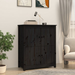 Servantă, negru, 83x41,5x100 cm, lemn masiv de pin - V821511V - Img 2