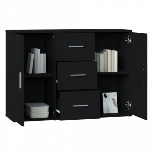 Servantă, negru, 91x29,5x65 cm, lemn prelucrat - V823343V - Img 4