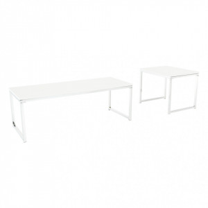 Set 2 măsuţe de cafea, alb și crom, 100x35x50 cm, 50x40x40 cm - TP252417 - Img 20