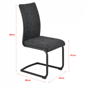 Set 2 scaune design, imitatie piele/otel, negru/negru mat - P73694456 - Img 4