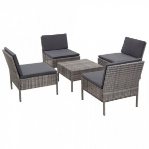 Set canapele de gradina cu perne, 5 piese, gri, poliratan - V48946V - Img 2