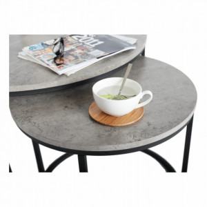 Set de 2 măsuţe de cafe, gri și negru, 80x45 cm, 50x40 cm - TP261525 - Img 13