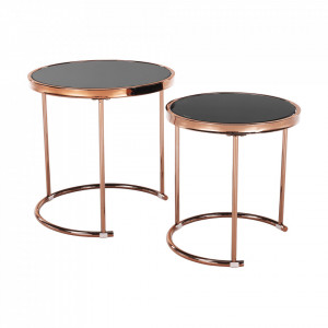 Set de 2 măsuţe de cafea, auriu și negru, 50x50 cm, 42x42 cm - TP276670 - Img 19