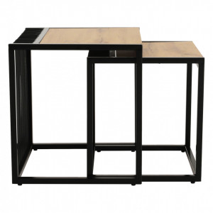 Set de 2 măsuţe de cafea, stejar și negru, 45x45 cm, 40x40 cm - TP263324 - Img 3