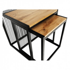 Set de 2 măsuţe de cafea, stejar și negru, 45x45 cm, 40x40 cm - TP263324 - Img 12