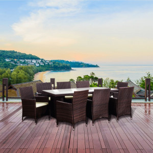Set de grădină, cu 9 piese, 1 masă, 8 scaune, maro - TP254297 - Img 3