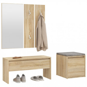 Set de mobilier pentru hol, stejar sonoma, lemn prelucrat - V3082047V - Img 4
