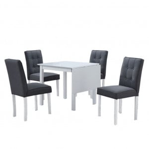 Set dining cu masă pliabilă 1+5, alb / gri - TP229275 - Img 1