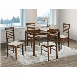 Set dining, culoarea nuc/material bej, 1+4 - TP189747 - Img 8
