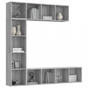 Set dulap TV/cărți, 3 piese, sonoma gri, 180x30x180 cm - V3152714V - Img 3