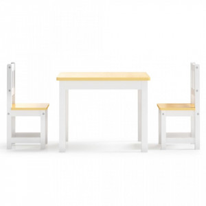Set masă si scaune pentru copii, 3 piese, alb și bej, MDF - V10410V - Img 3