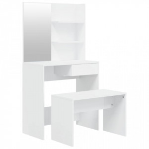 Set măsuță de toaletă, alb extralucios, 74,5x40x141 cm - V3114143V - Img 1