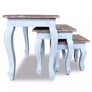 Set mese suprapuse, 3 piese, lemn masiv reciclat - V244505V - Img 2