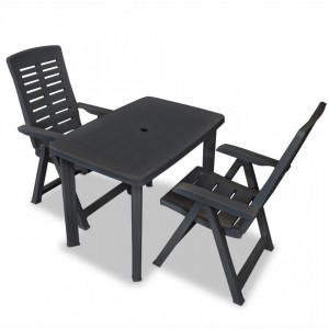 Set mobilier bistro, 3 piese, antracit, plastic - V275083V - Img 1
