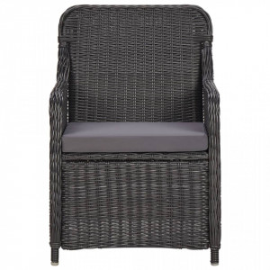 Set mobilier bistro de gradina cu perne 3 piese negru poliratan - V46549V - Img 4