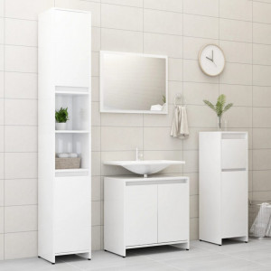 Set mobilier de baie, 4 piese, alb extralucios, PAL - V3056895V - Img 2