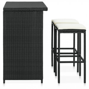 Set mobilier de bar, 3 piese, negru, poliratan - V313471V - Img 3