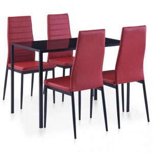 Set mobilier de bucatarie, 5 piese, rosu vin - V281699V