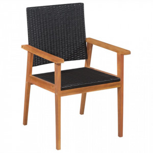 Set mobilier de exterior, 5 piese, negru si maro, poliratan - V44075V - Img 4