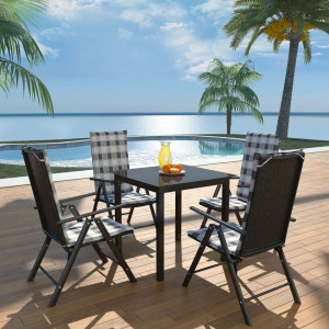 Set mobilier de exterior cu perne, 5 piese, negru, aluminiu - V42778V