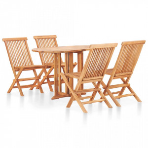Set mobilier de exterior pliabil, 5 piese, lemn masiv de tec - V49003V