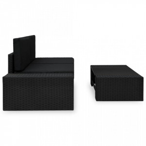 Set mobilier de gradina, 3 piese, negru, poliratan - V49507V - Img 3