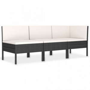 Set mobilier de gradina cu perne, 3 piese, negru, poliratan - V310202V - Img 2