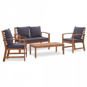 Set mobilier de gradina cu perne, 4 piese, lemn masiv de acacia - V47284V