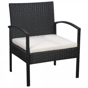 Set mobilier de gradina cu perne, 5 piese, negru, poliratan - V44185V - Img 2