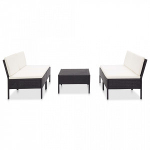 Set mobilier de gradina cu perne, 5 piese, negru, poliratan - V48944V - Img 2