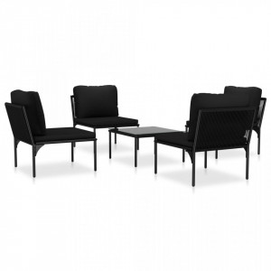 Set mobilier de gradina cu perne, 5 piese, negru, PVC - V48590V - Img 2
